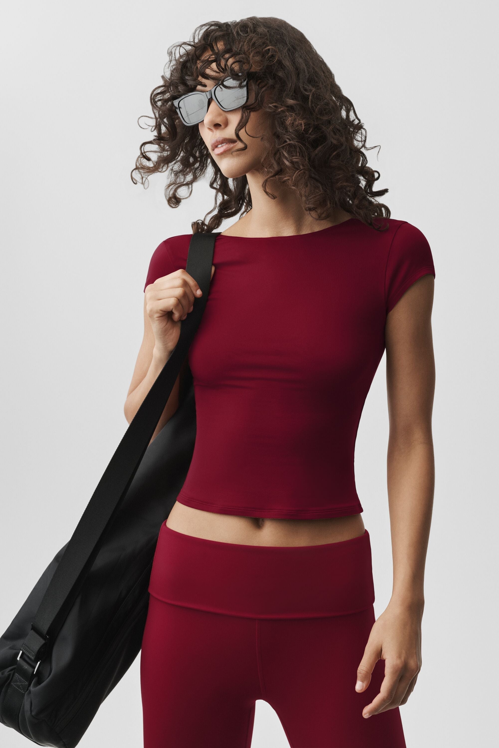 Women's Alosoft Short Sleeve Yoga T-Shirt - Buttery Soft Athletic Tee in Summer Romance Red