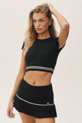 Women's Cotton Cashmere Short Sleeve Tennis Yoga Top - Soft Athletic Tee in Black/White