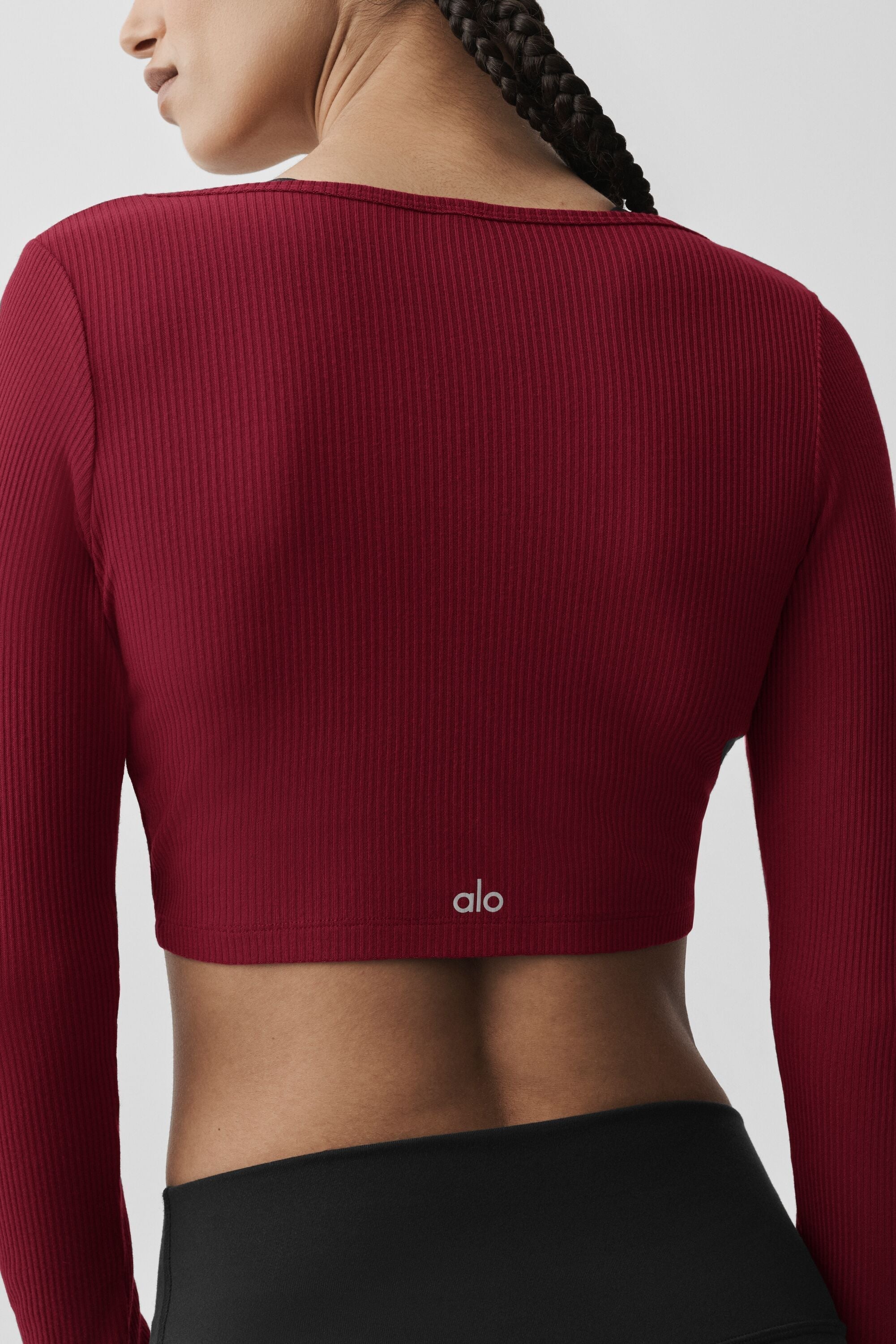 Women's Ribbed Cropped Yoga Cardigan - Soft Knit Workout Cover-Up in Summer Romance Red