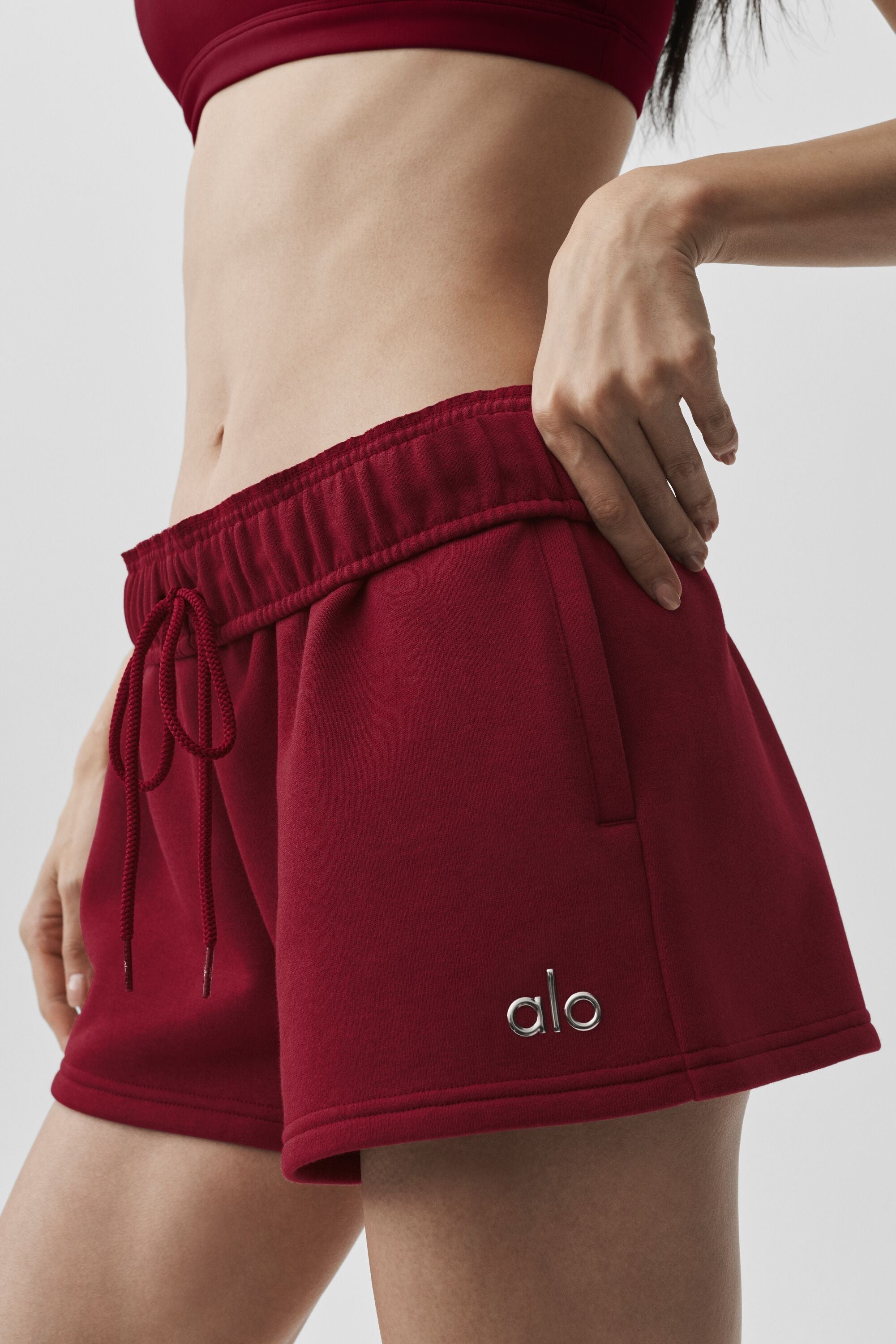 Women's High-Waist Yoga Athletic Shorts - Lightweight Workout Short in Summer Romance Red